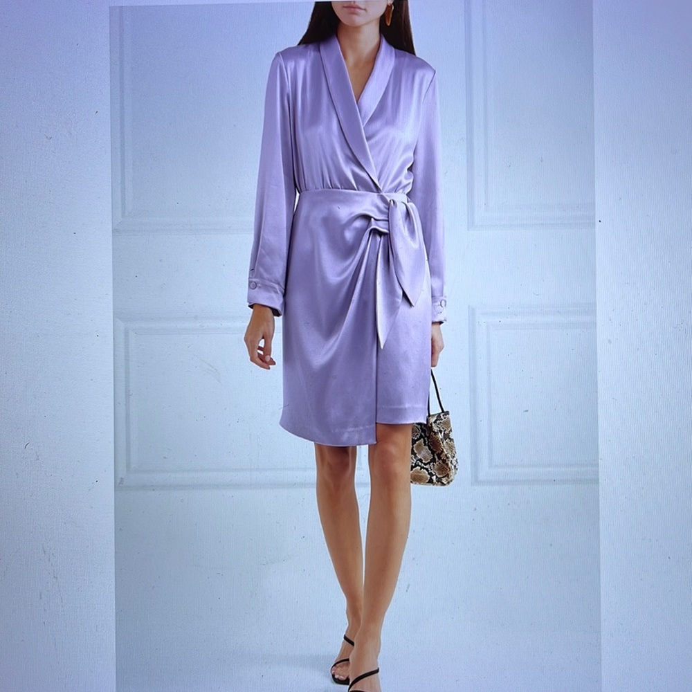 Nanushka Siwa Lilac Satin Wrap Dress